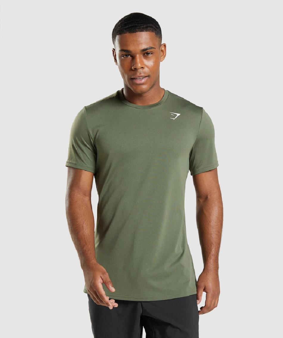 T Shirts Gymshark Arrival Hombre Verde Oliva | CO 3309FDN